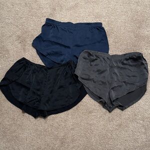 Lunya Women's Navy, Black, and Charcoal Silk Shorts bed shorts